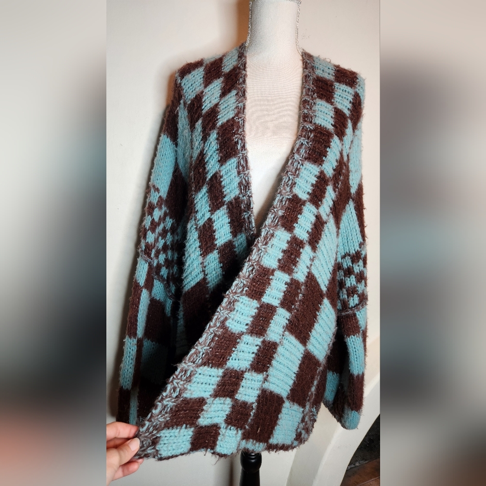 Free People Aldrin Cardi Cardigan Sweater in Juniper Berry Combo | Size M/L - Picture 6 of 11